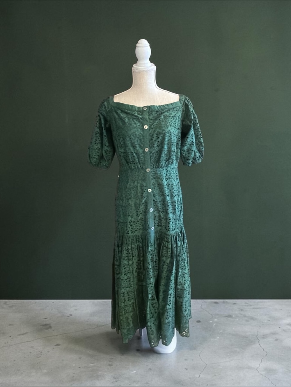 Veronica Beard Emerald Green Button-Front Maxi Dress